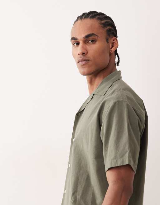 Jack & Jones - Overhemd van linnenmix met korte mouwen in donkergroen, 3 van 5