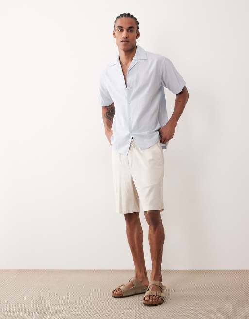 Jack & Jones - Overhemd van linnenmix met korte mouwen in lichtblauw, 2 van 5