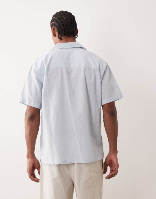 Jack & Jones - Overhemd van linnenmix met korte mouwen in lichtblauw, 3 van 5