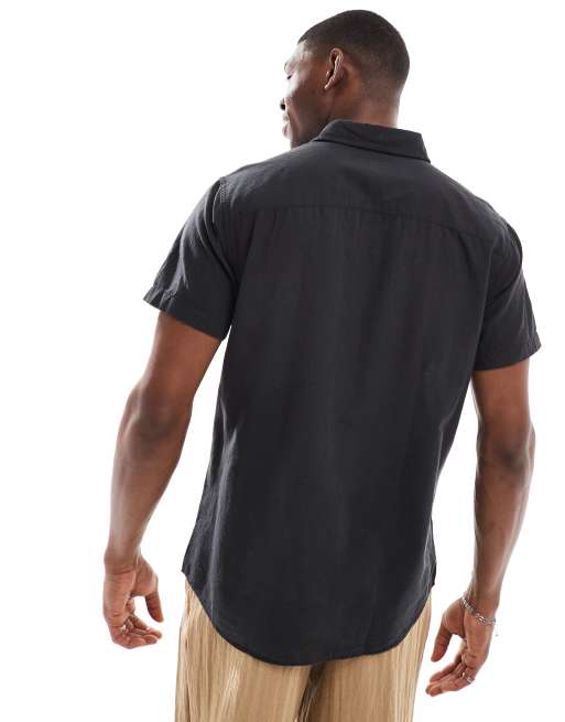 Jack & Jones - Overhemd van linnenmix met korte mouwen in zwart, 3 van 4