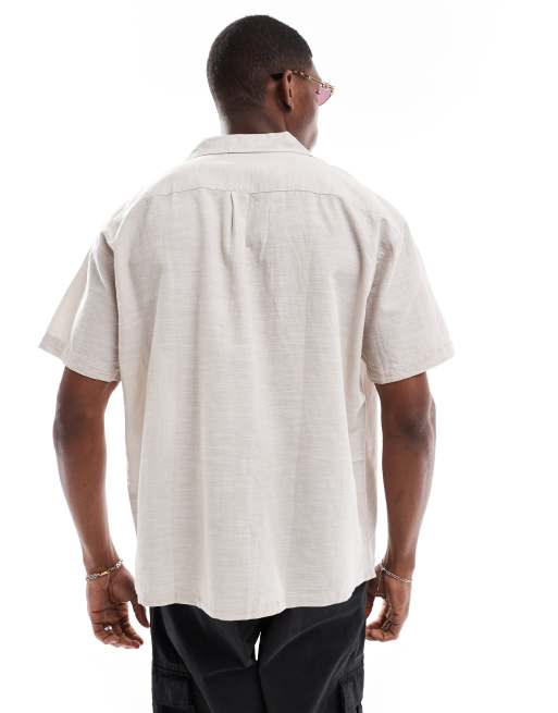 Jack & Jones - Overhemd van linnenmix met reverskraag in beige, 4 van 4