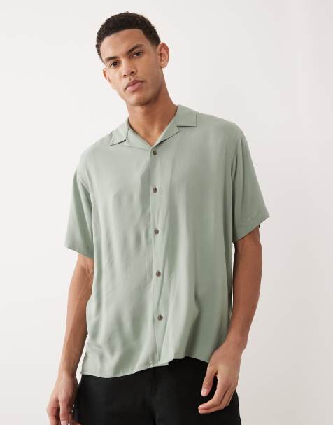Jack & Jones - Overhemd van viscose met korte mouwen in groen - view 1