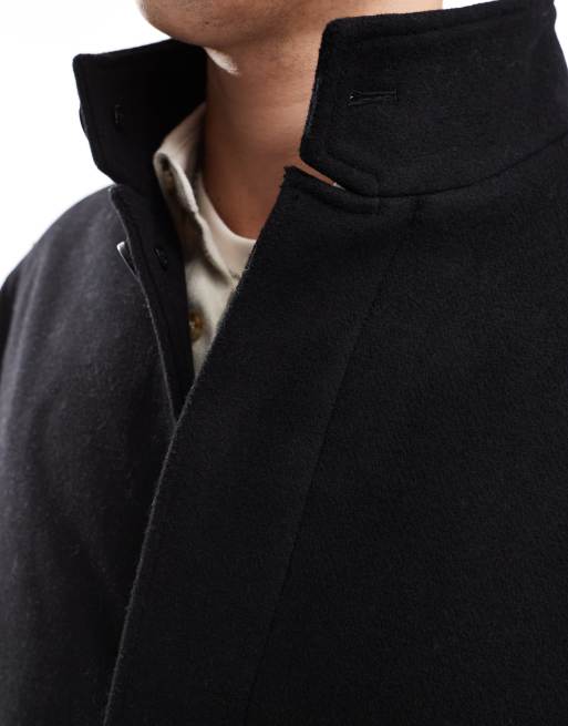 Jack & Jones - Overjas van wolmix met opstaande boord in zwart, 2 van 4