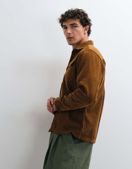 Jack & Jones overshirt in corduroy a doppia tasca marrone cuoio, 5 di 5