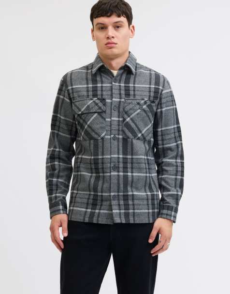 Jack & Jones Overshirt in medium grey melange