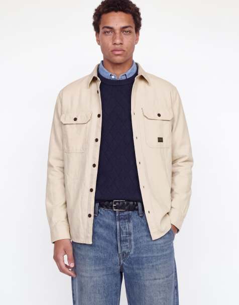 Jack & Jones overshirt in taupe plaza - view 1