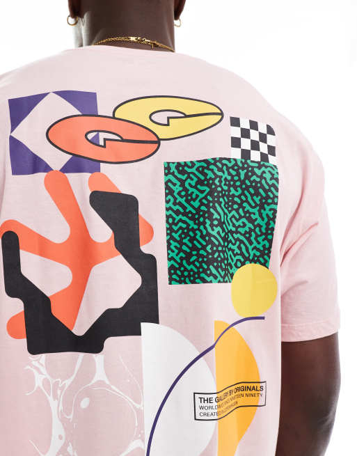Jack & Jones oversize back print T-shirt with graphic print in pink, 3 of 4