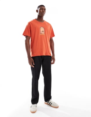 Jack & Jones Oversize Back Print T-shirt With Now And Then Print In Orange