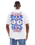 [Jack & Jones] Jack & Jones oversize back print t-shirt with today tomorrow print-White XS Bright White