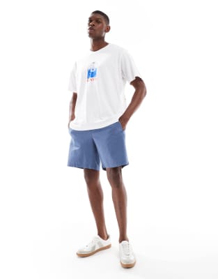 Jack & Jones Oversize Back Print T-shirt With Today Tomorrow Print-white In White