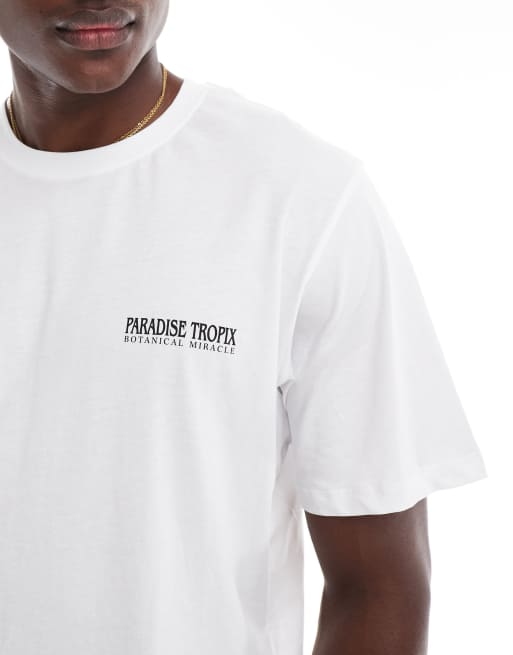 Jack & Jones oversize back print T-shirt with tropix print