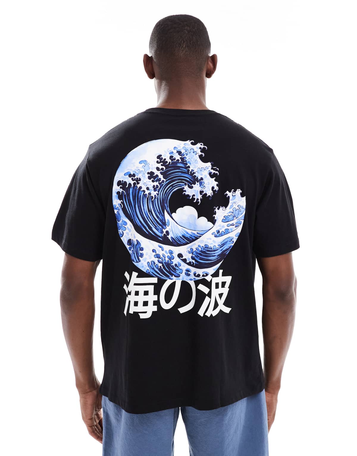 Jack & Jones oversize back print t-shirt with wave print