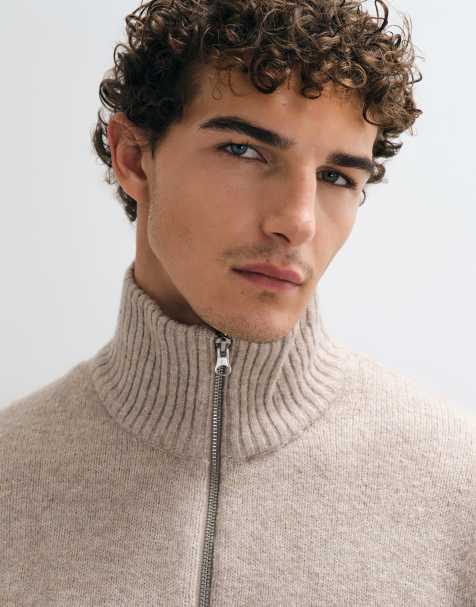 Jack & Jones Oversize-Flauschpullover mit 1/4-Reißverschluss in Beige - view 1
