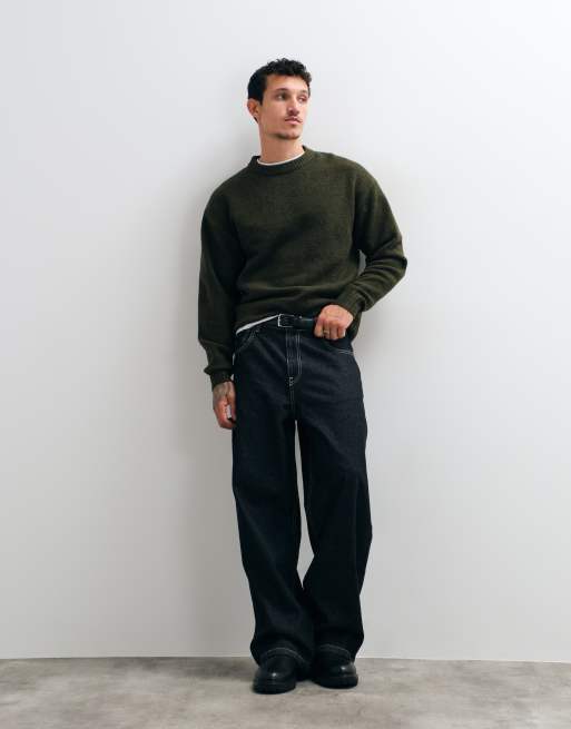 Jack & Jones oversize fluffig tröja i olivgrön, 2 av 5