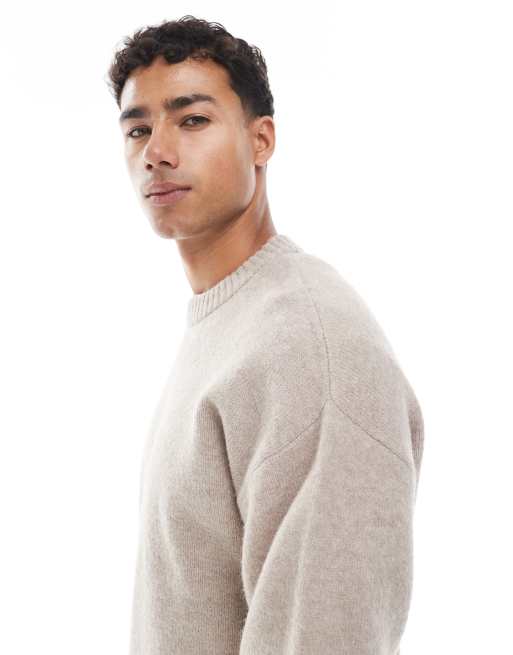 Jack & Jones oversize fluffy jumper in beige, 2 of 5