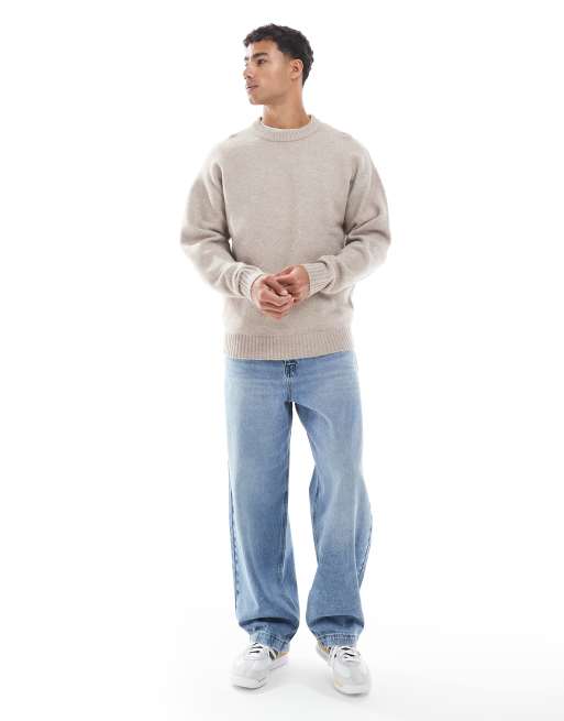 Jack & Jones oversize fluffy jumper in beige, 5 of 5