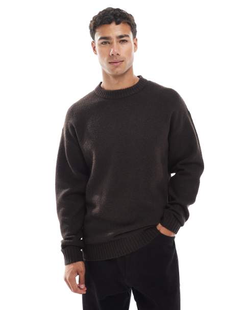 Jack & Jones oversize fluffy jumper in brown - view 1