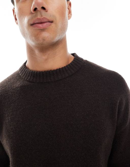 Jack & Jones oversize fluffy jumper in brown