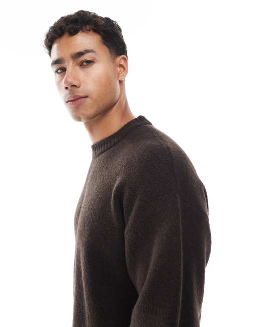 Jack & Jones oversize fluffy jumper in brown