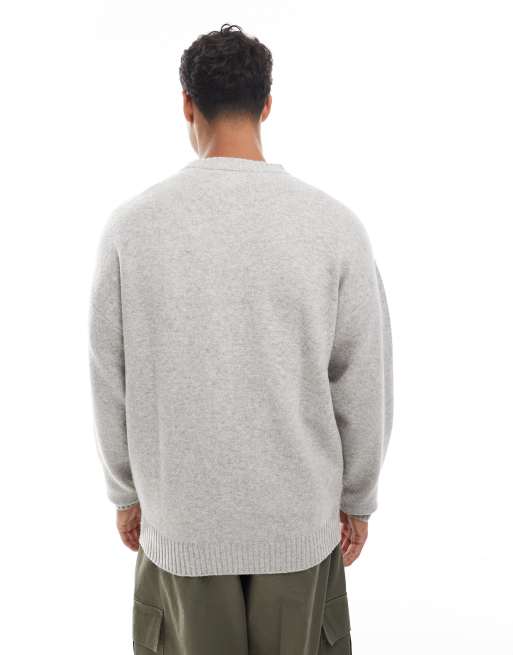 Jack & Jones oversize fluffy jumper in light grey, 3 of 5