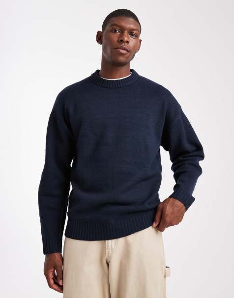 Jack & Jones oversize fluffy jumper in navy - view 1