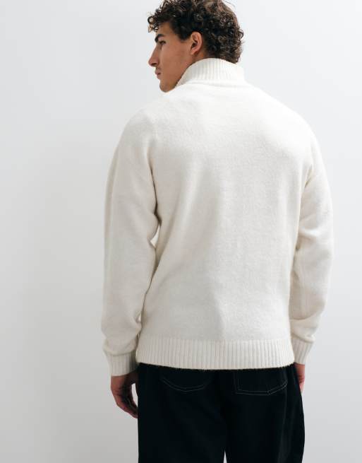 Jack & Jones Oversize-Fluffy-Pullover mit Viertelreißverschluss in Wollweiß, 5 von 5