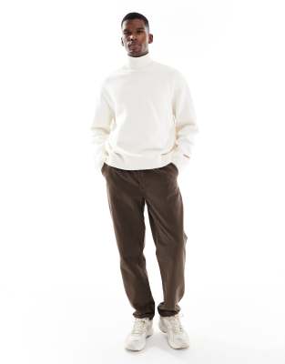 Jack & Jones Oversize Heavyweight Turtleneck Sweater In White