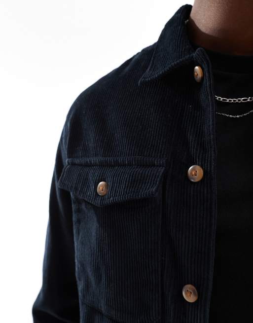 Jack & Jones – Oversize-Hemdjacke aus Cord in Schwarz, 4 von 4