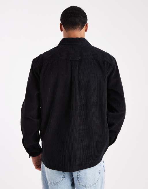 Jack Jones – Oversize-Hemdjacke aus Cord in Schwarz ASOS