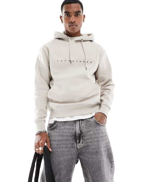 Jack & Jones oversize hoodie with chest logo in beige - view 1