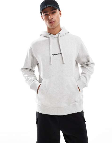 Jack & Jones oversize hoodie with embroidered logo in grey marl - view 1