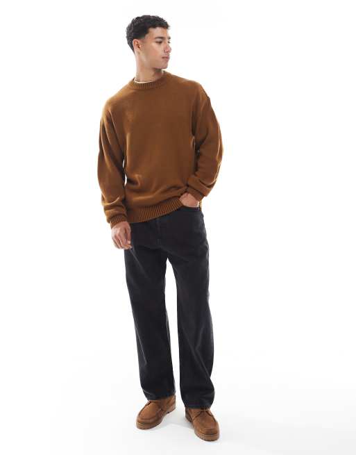 Jack & Jones oversize jumper in brown, 4 of 5