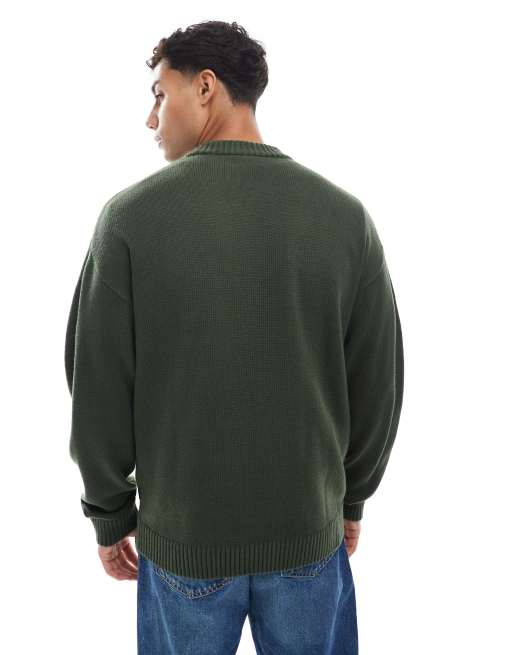 Jack & Jones oversize jumper in khaki, 4 of 5