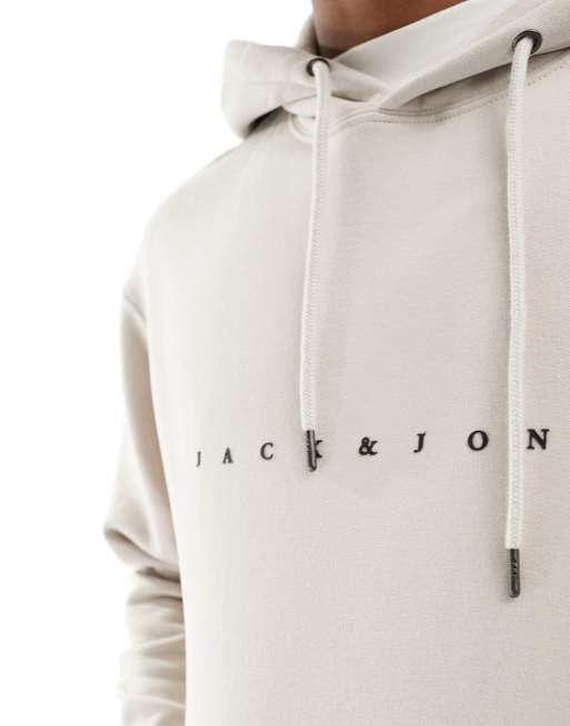 Jack & Jones – Oversize-Kapuzenpullover in Beige mit Logo auf der Brust, 4 von 4
