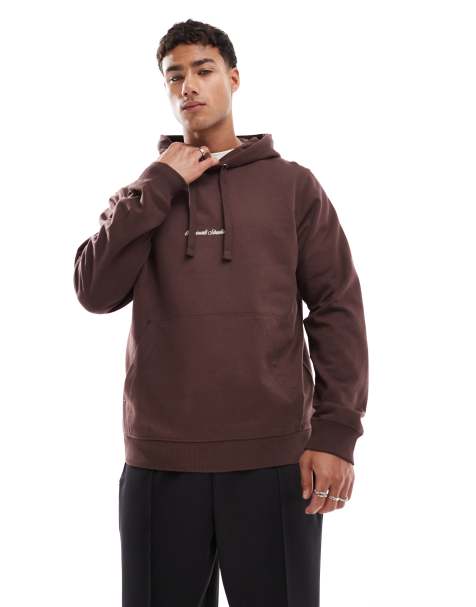 Jack & Jones – Oversize-Kapuzenpullover in Braun mit Logostickerei - view 1