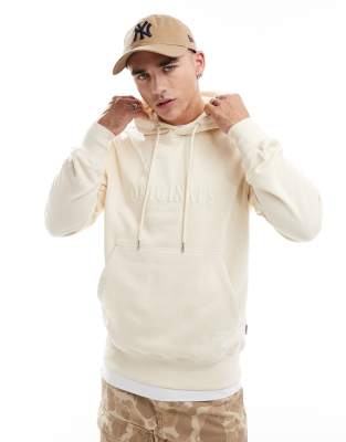 Oversize-Kapuzenpullover in gebrochenem Weiß mit 3D-Printlogo Weiß M