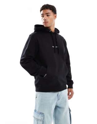 Oversize-Kapuzenpullover in Schwarz mit Logostickerei Schwarz L
