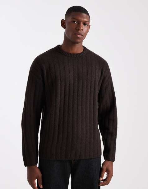 Jack & Jones – Oversize-Pullover in Braun mit dicker Rippenstruktur - view 1