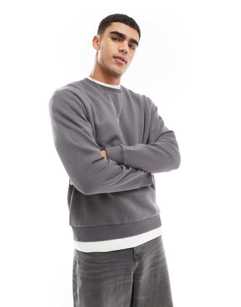 Jack & Jones – Oversize-Pullover in Dunkelgrau mit Rundhalsausschnitt - view 1