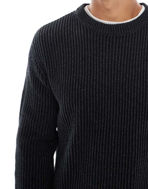 Jack & Jones – Oversize-Pullover in Schwarz mit dicker Rippenstruktur, 5 von 5