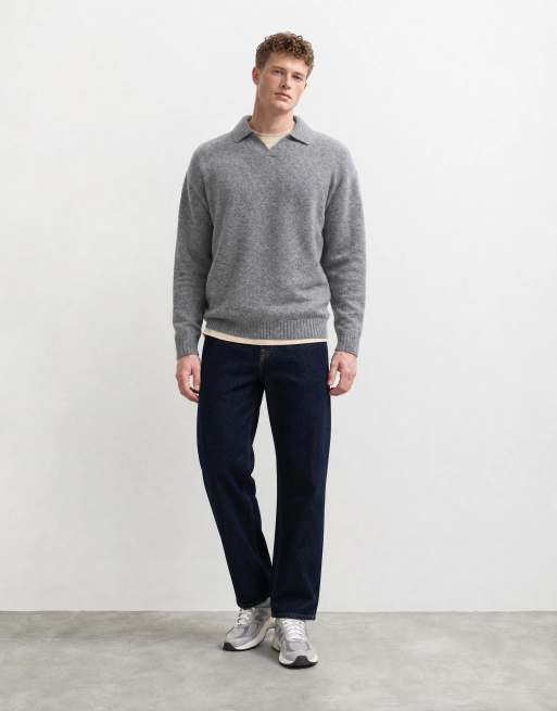 Jack & Jones Oversize-Pullover mit Polokragen in Hellgrau, 7 von 10