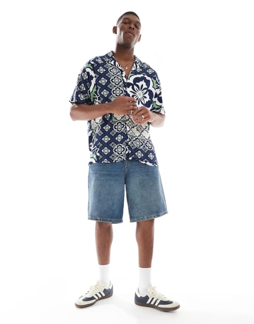 Jack & Jones oversize shirt with tile print, 2 of 4