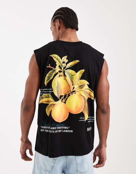 Jack & Jones oversize singlet with oranges back print in black - view 1