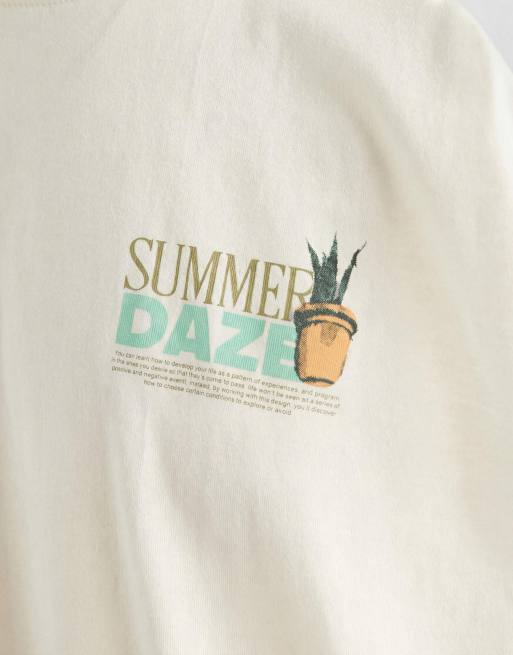 Jack & Jones oversize singlet with summer daze back print in beige, 8 of 9