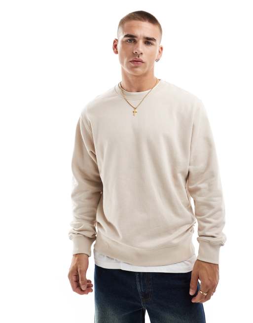 Beige crew neck sweatshirt online