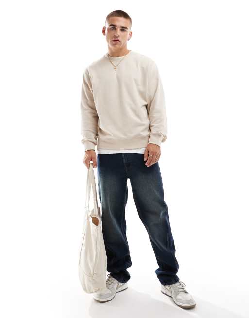 Jack & Jones – Oversize-Sweatshirt in Beige mit Rundhalsausschnitt, 2 von 4