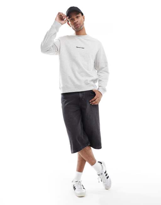 Jack & Jones – Oversize-Sweatshirt in Grau meliert mit Logostickerei, 3 von 4