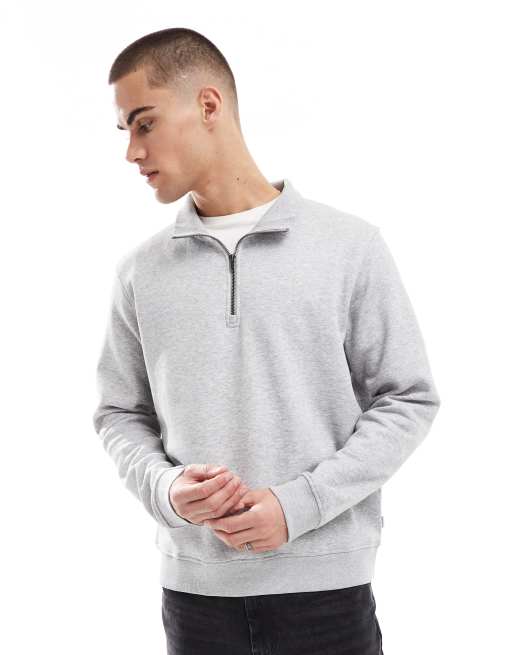 Jack Jones – Oversize-Sweatshirt in Grau mit kurzem