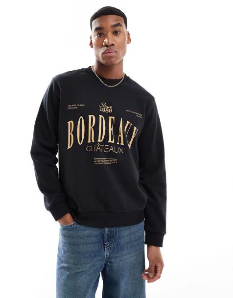 Jack & Jones – Oversize-Sweatshirt in Schwarz mit „Bordeaux“-Print - view 1