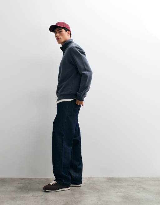 Jack & Jones Oversize-Sweatshirt mit Viertelreißverschluss in Schiefergrau, 2 von 5